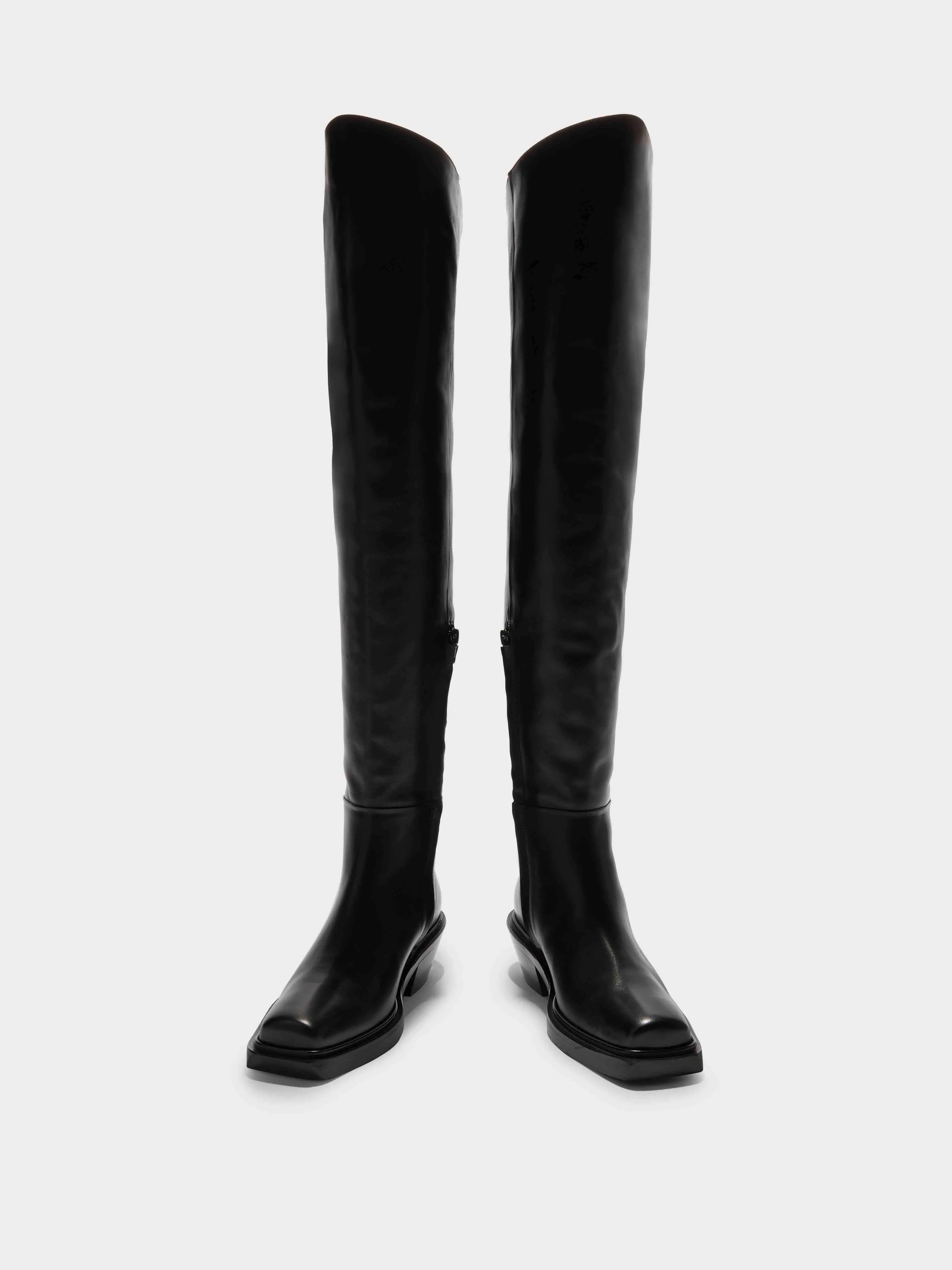 Wita Leather Biker Over-Knee Boots