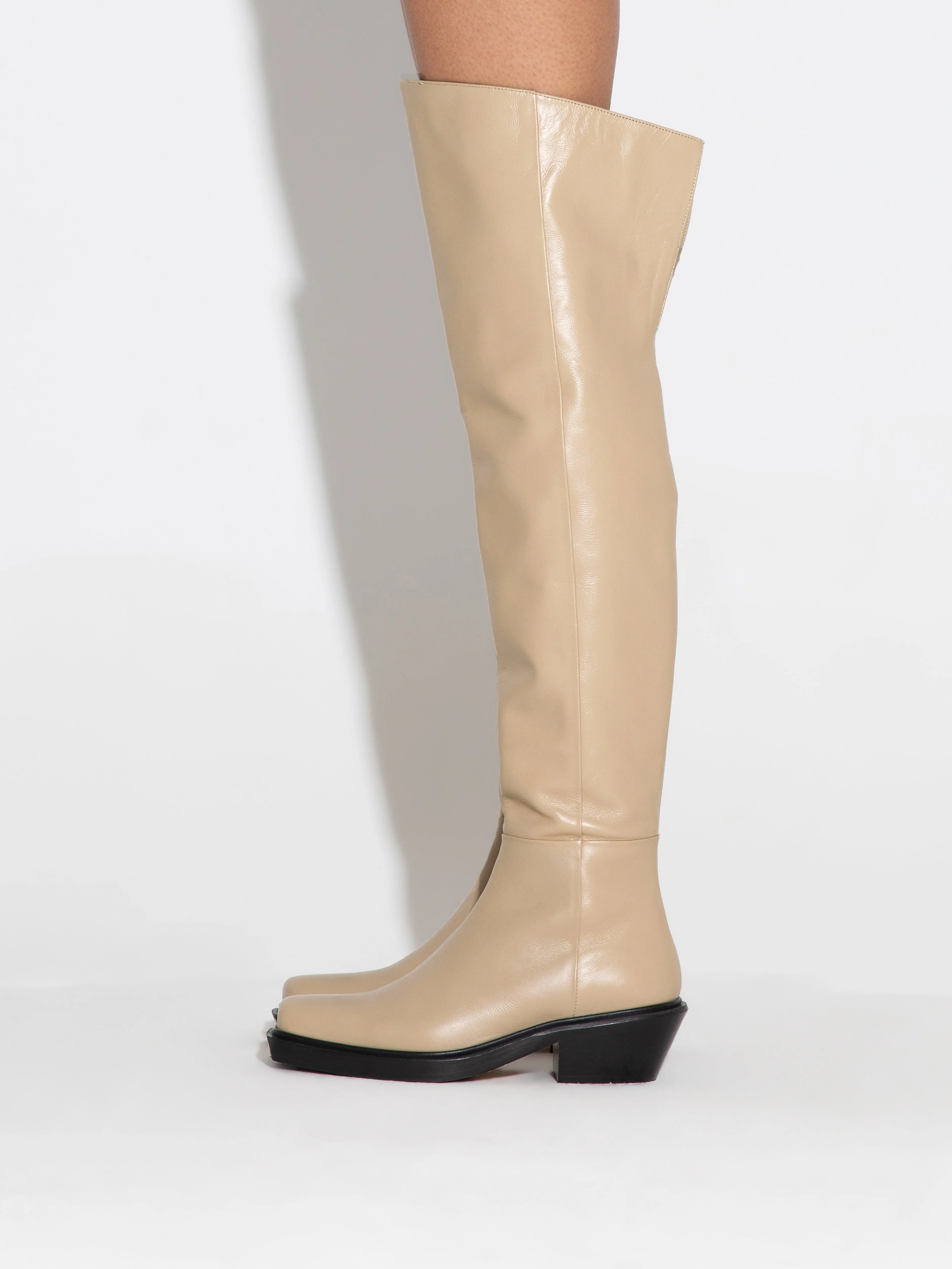 Wita Leather Biker Over-Knee Boots