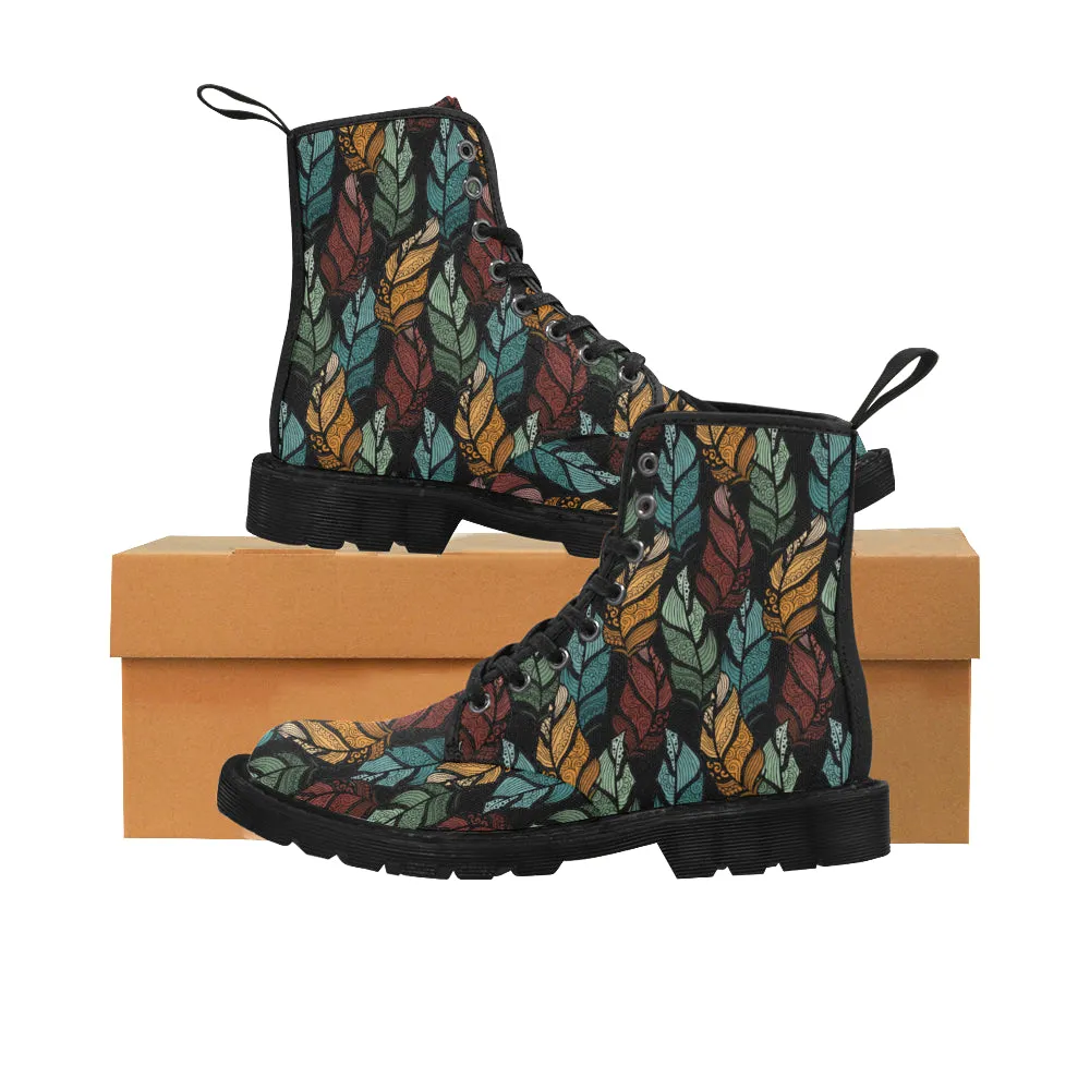 Women's Breezy Feathers Tribal Print Canvas Boots