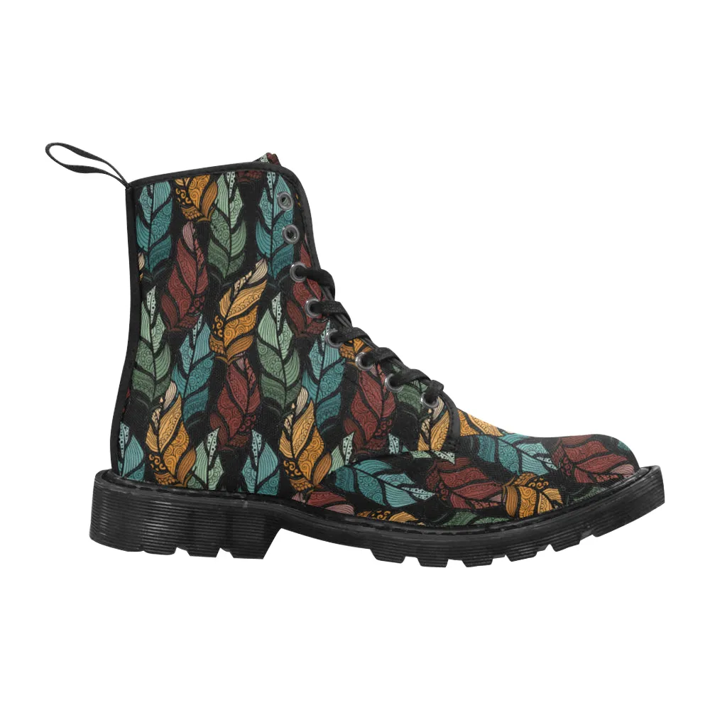 Women's Breezy Feathers Tribal Print Canvas Boots