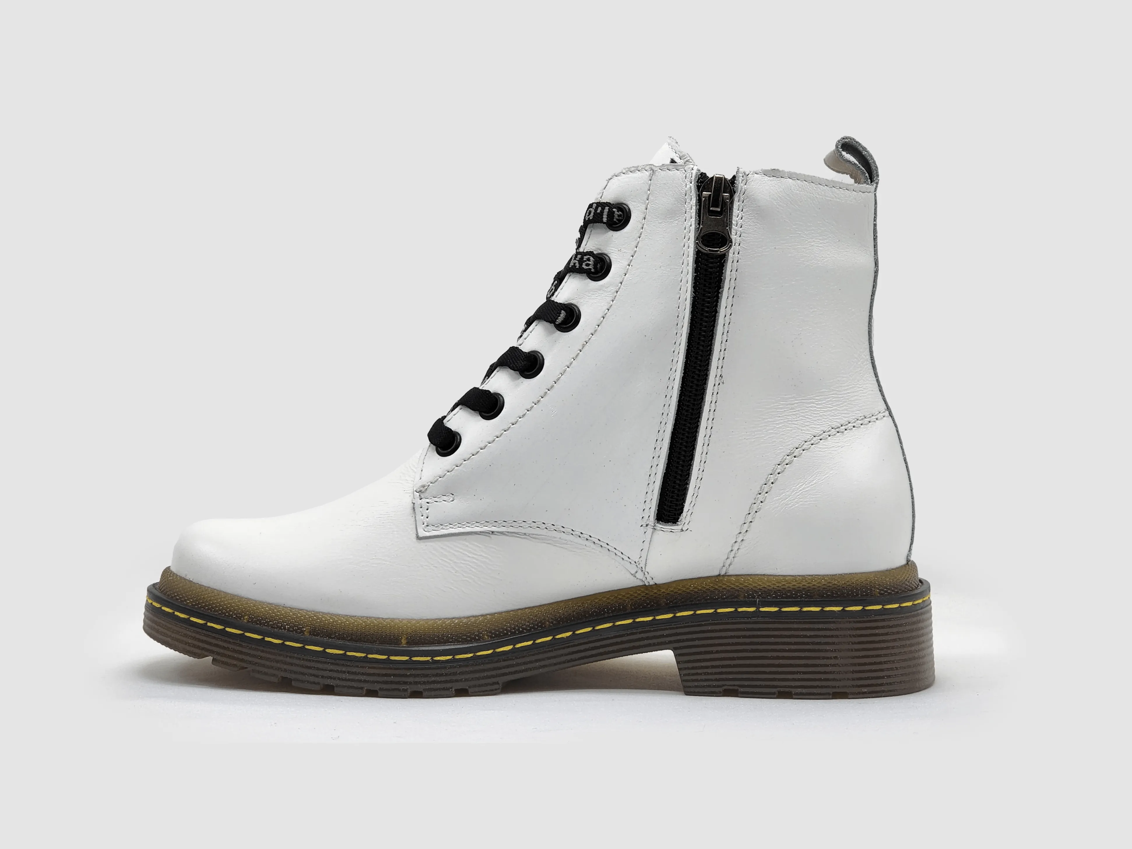 Women's Premium Leather Zip-Up Boots - White