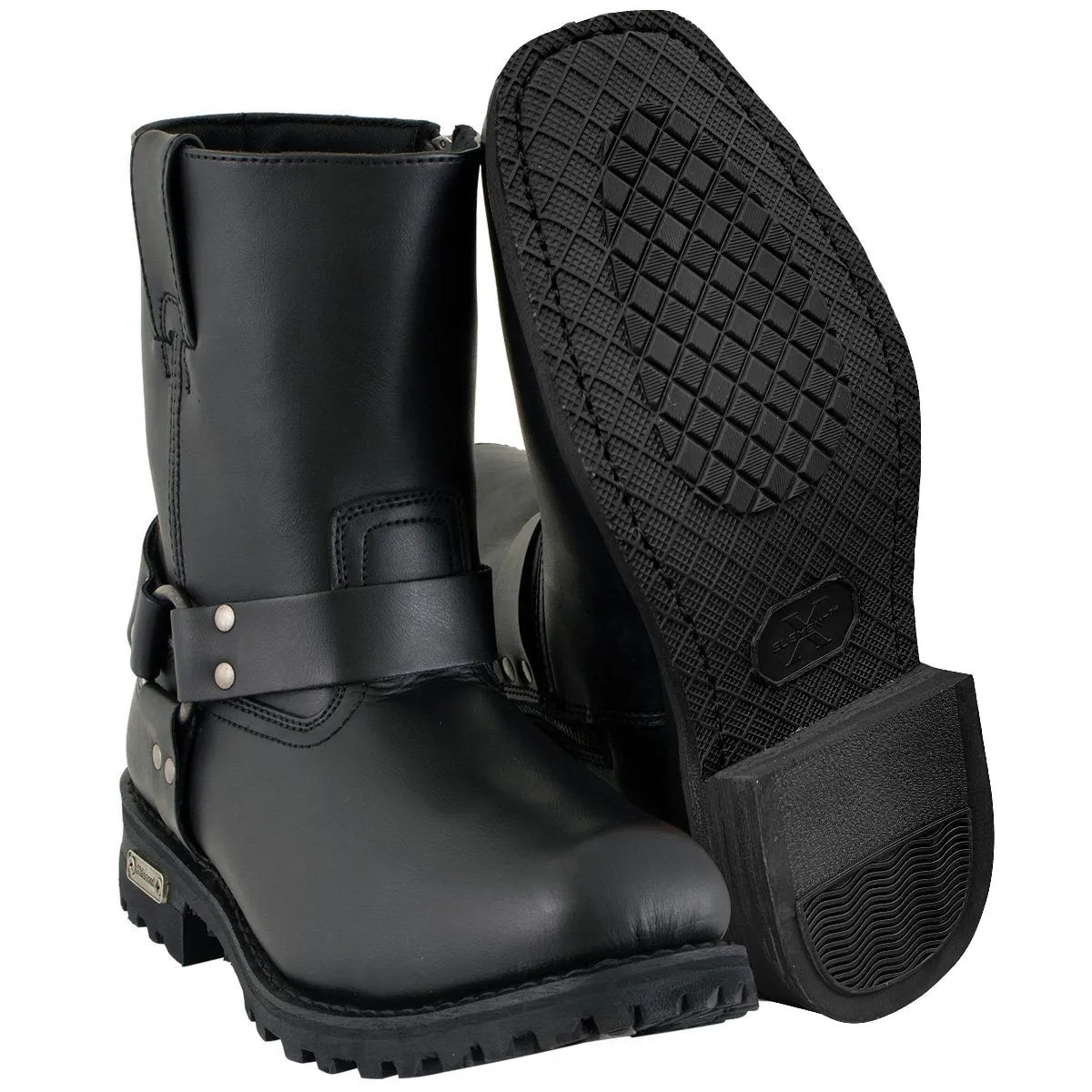 Xelement 1502 Men's Zipper Black Harness Motorcycle Boots