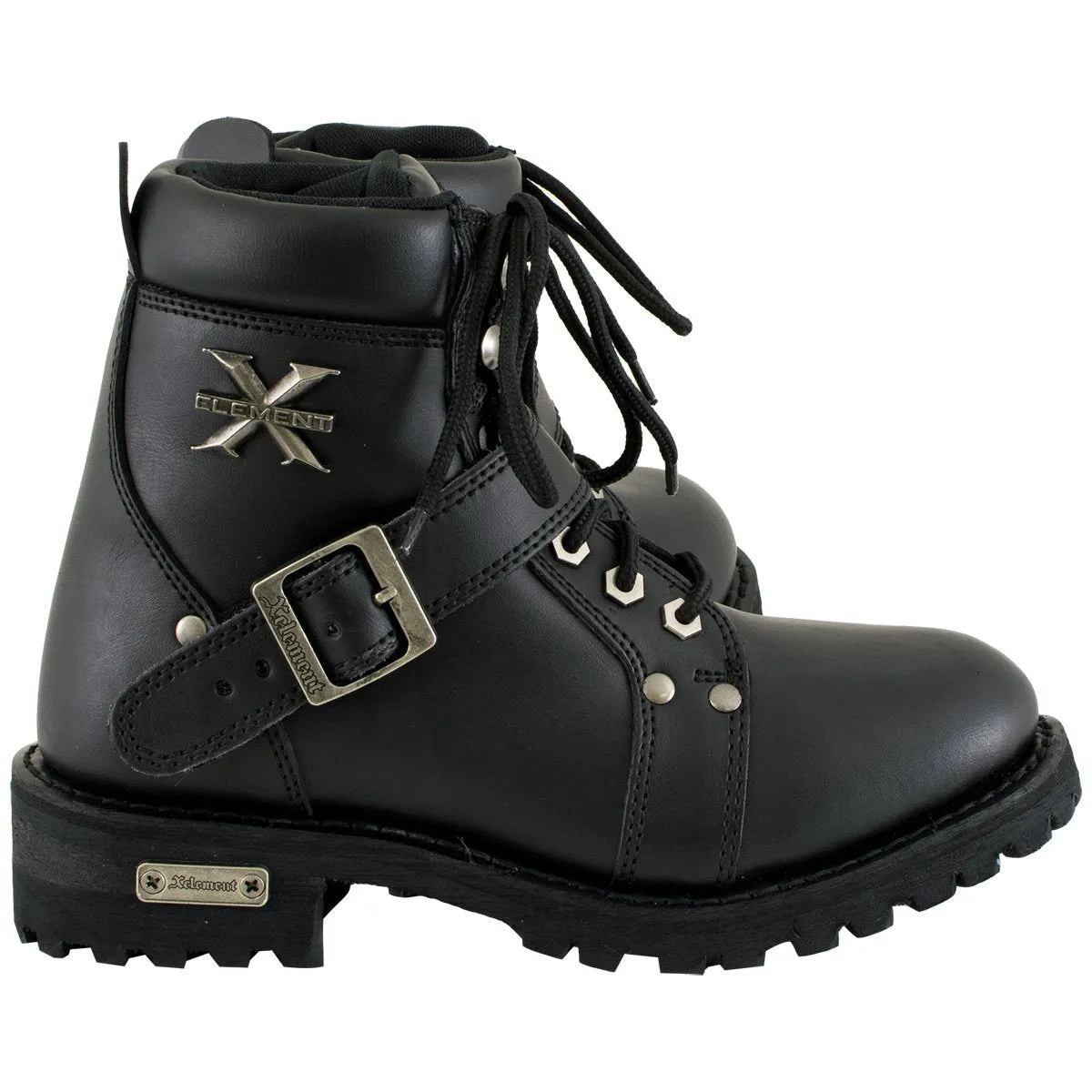 Xelement 2469 Women's Black Advanced Lace Up Motorcycle Biker Boots