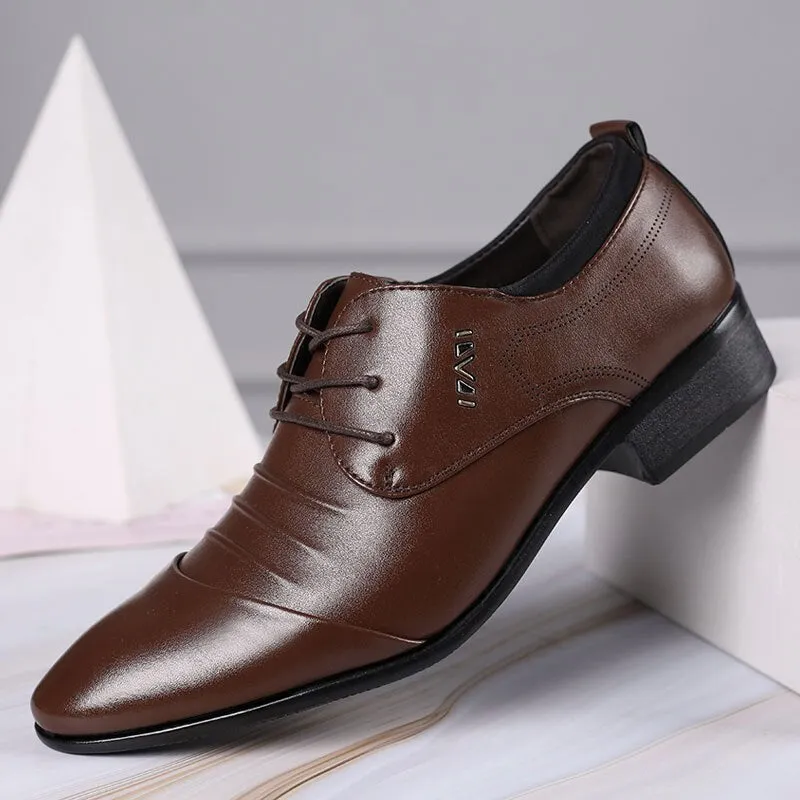 Yeknu Size 38-48 Classic Business Formal Men Oxford Comfortable PU Leather Wedding Suits Breathable Low Top Shoes 16-8808