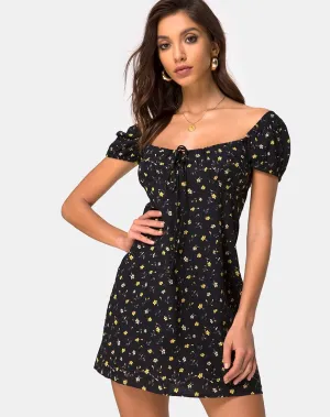 Zudema Mini Dress in Pretty Petal Black